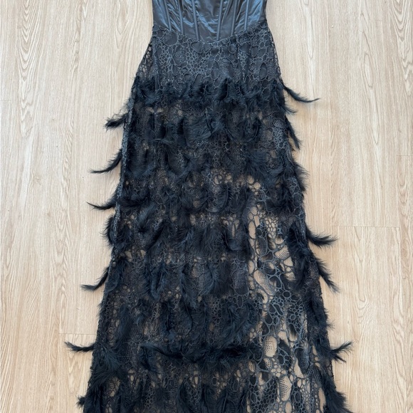 Betsey Johnson Feather beaded sheer strapless maxi dress nwot - Picture 7 of 9